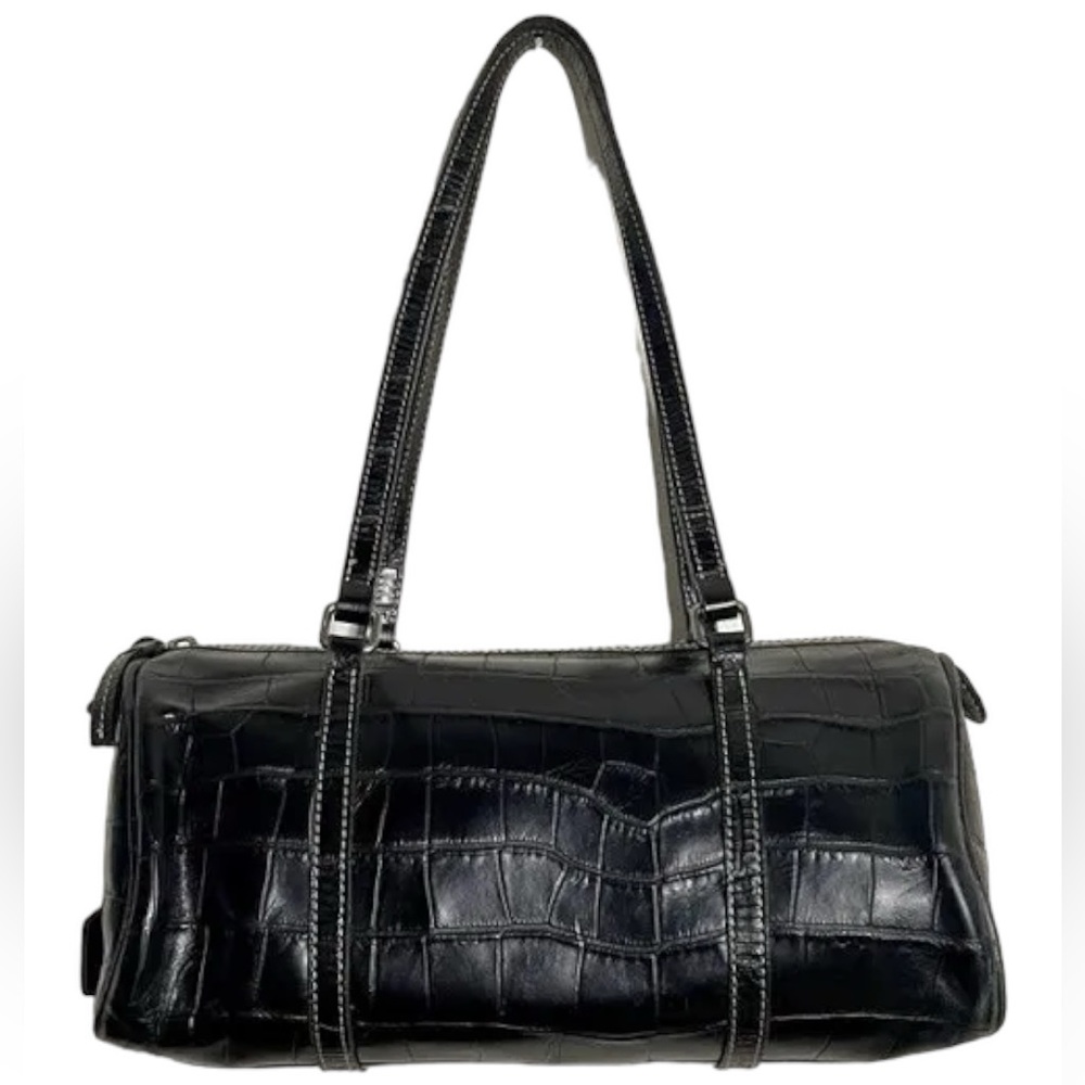Dooney and Bourke Alligator Embossed Leather Satchel Barrel Bag